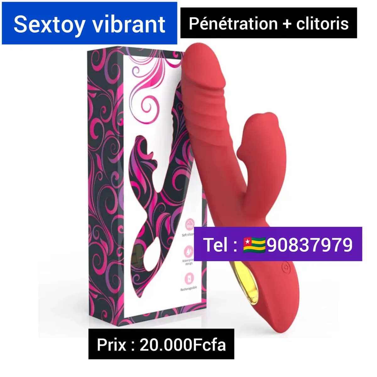 Sextoy double vibrantion 19cm 