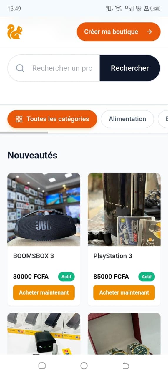 Marketplace sur mobile